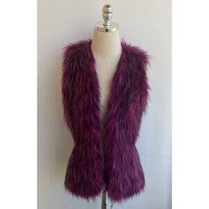 DONNA SALYERS FABULOUS FURS BRIGHT PURPLE PINK FAUX FUR VEST COAT JACKET sz XS